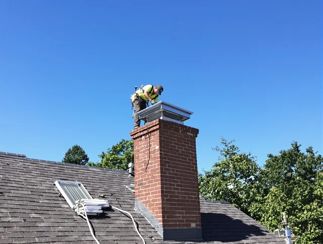 Daytona Beach Chimney Sweep technician measuring a chimney cap in Daytona Beach, FL