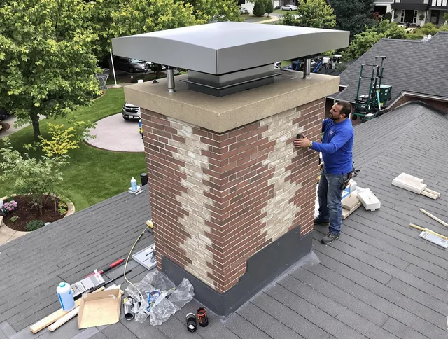 Daytona Beach Chimney Sweep team working on a custom chimney remodel in Daytona Beach, FL