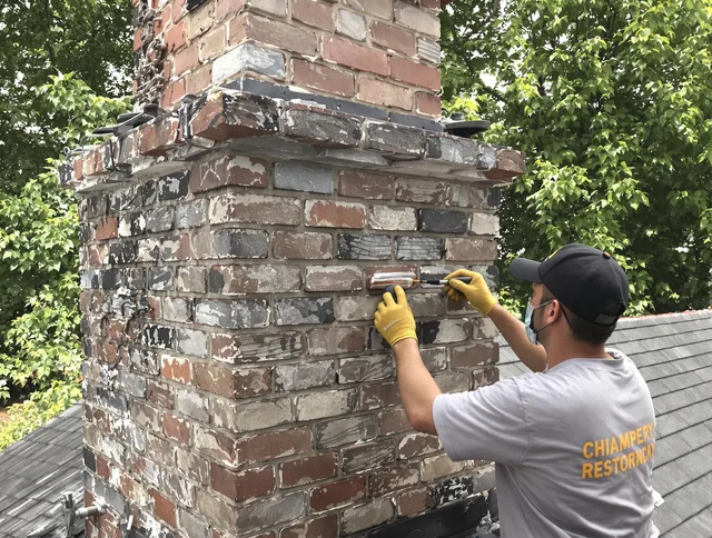 In-progress chimney restoration by Daytona Beach Chimney Sweep in Daytona Beach, FL