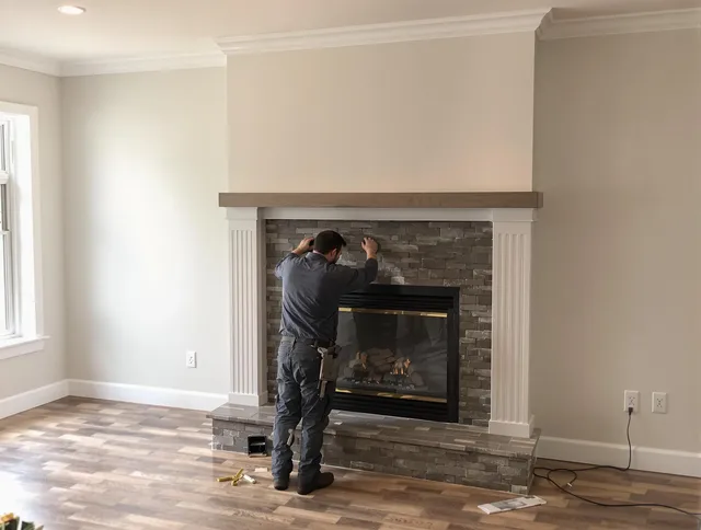Daytona Beach Chimney Sweep finishing a custom fireplace install in Daytona Beach, FL